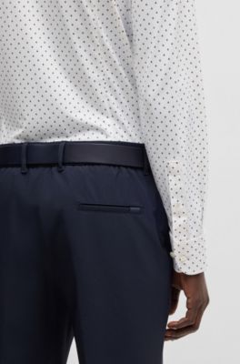 Camisa slim fit de tejido el&aacute;stico t&eacute;cnico con estampado geom&eacute;trico, Naranja oscuro