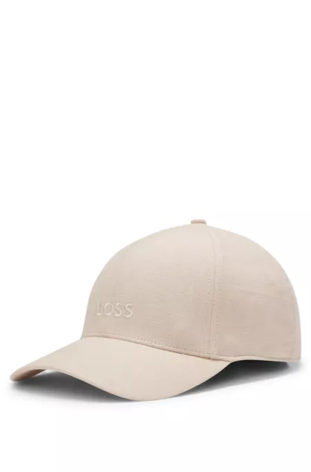 Embroidered-logo cap in linen