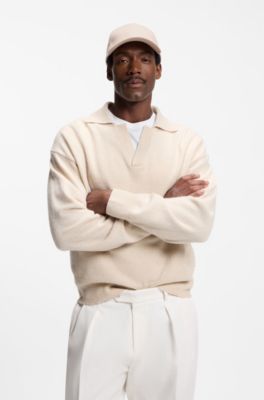 Embroidered-logo cap in linen, Light Beige