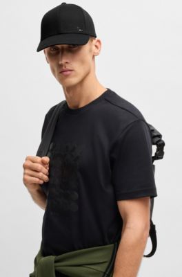 Logo-trim cap in cotton twill, Black