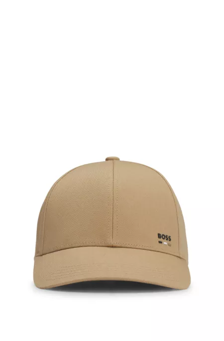 Logo-trim cap in cotton twill