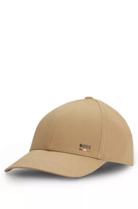 Logo-trim cap in cotton twill