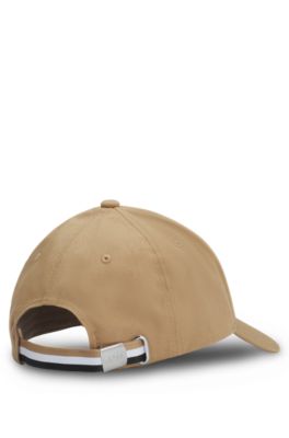 Logo-trim cap in cotton twill, Beige