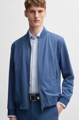 Camisa slim fit en tejido t&eacute;cnico con estructura, Celeste