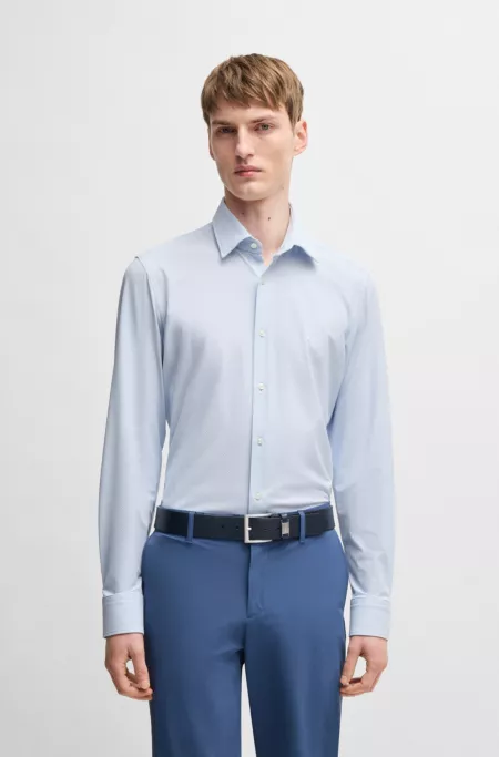 Slim-fit shirt in structured performance fabric