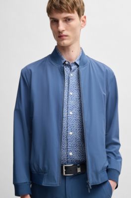 Slim-fit shirt floral-print performance fabric