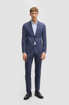 Chemise slim en jersey stretch performant avec imprim&eacute; &agrave; fleurs, bleu clair