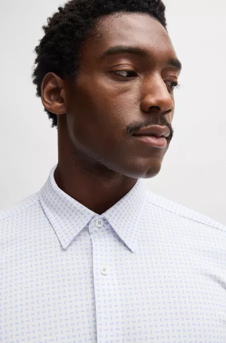 Slim-fit shirt in a printed cotton blend