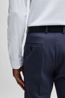 Camisa slim fit de algod&oacute;n estampado, Celeste