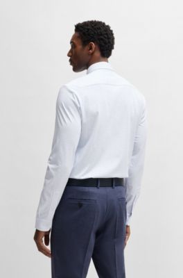 Camisa slim fit de algod&oacute;n estampado, Celeste