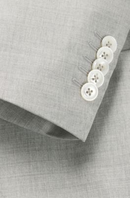 Slim-fit suit in micro-patterned wool and silk, Light Grey