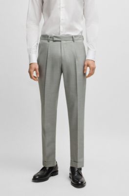 Slim-fit suit in micro-patterned wool and silk, Light Grey