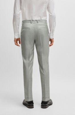 Slim-fit suit in micro-patterned wool and silk, Light Grey