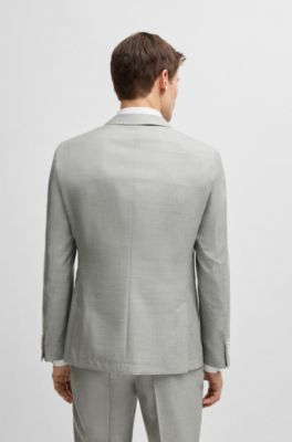 Slim-fit suit in micro-patterned wool and silk, Light Grey