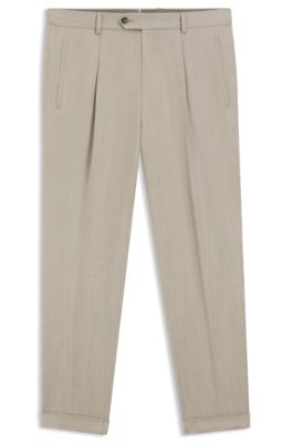 Regular-fit pants in a wool blend with silk, Light Beige