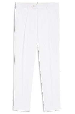 Regular-fit trousers in wrinkle-resistant linen