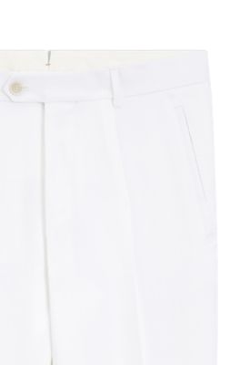 Regular-fit trousers in wrinkle-resistant linen, White
