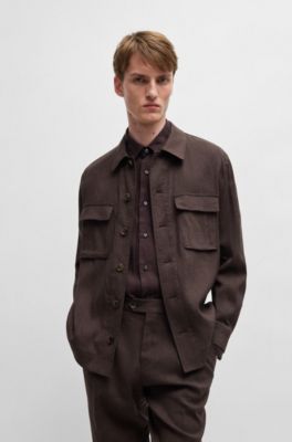Relaxed-fit overshirt a linen blend with wool