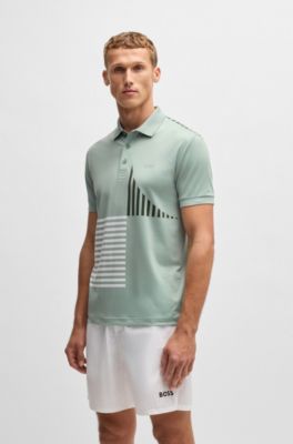 Polo Paddy actif en jersey stretch &agrave; imprim&eacute; num&eacute;rique, Chaux