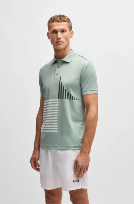 Paddy Active stretch-jersey polo shirt with digital print