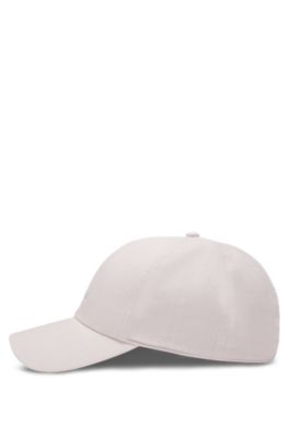 Linen cap with embroidered logo, light pink