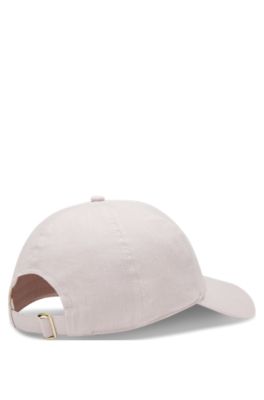 Linen cap with embroidered logo, light pink