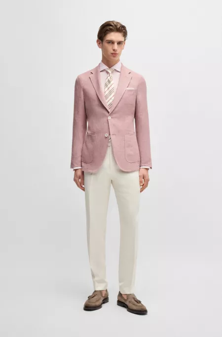 Slim-fit blazer in linen, wool, silk and stretch