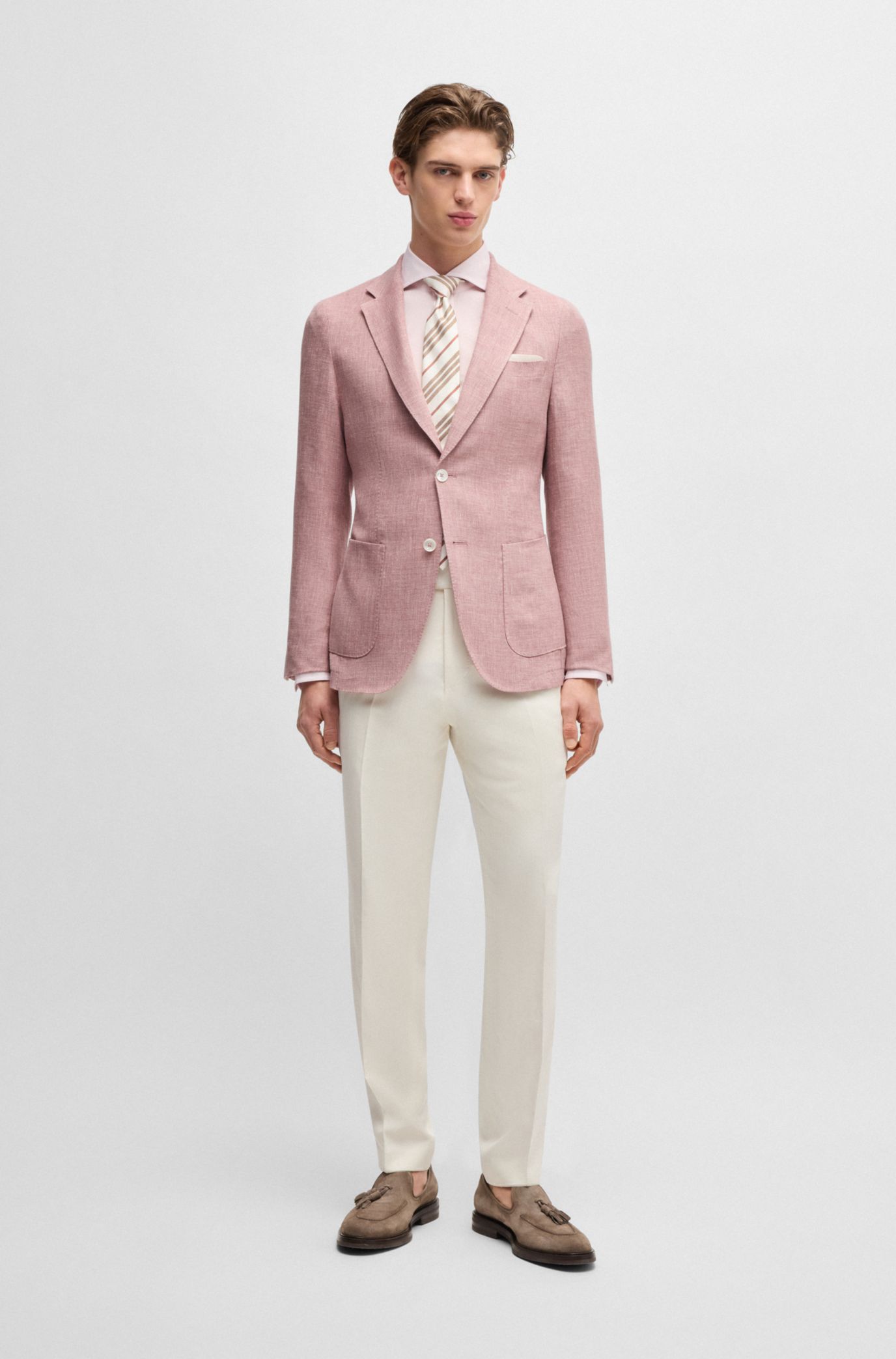 ボトムスその他 Boss Double-Breasted Linen Blazer With Structured Shoulders Hugo Boss Boss Double-breasted Linen Blazer With Structured