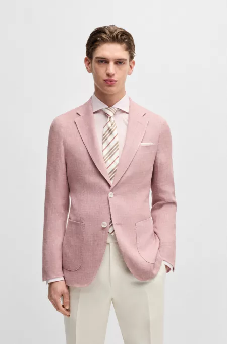Slim-fit blazer in linen, wool, silk and stretch