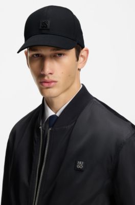 Gorra de sarga de algod&oacute;n con logo apilado, Negro