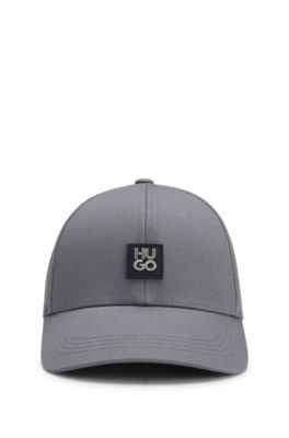Gorra de sarga de algod&oacute;n con logo apilado, Gris oscuro