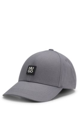 Gorra de sarga de algod&oacute;n con logo apilado, Gris oscuro