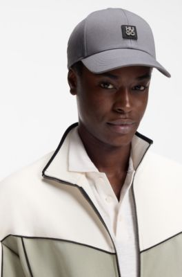 Gorra de sarga de algod&oacute;n con logo apilado, Gris oscuro