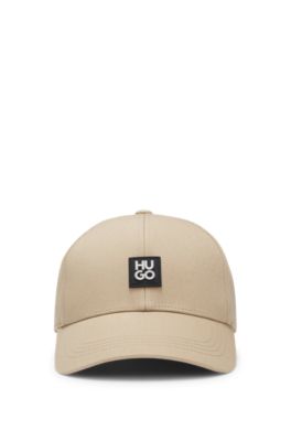 Gorra de sarga de algod&oacute;n con logo apilado, Beige