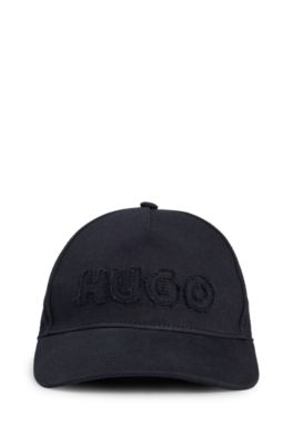 Cotton-twill cap with raw-edge logo, Black