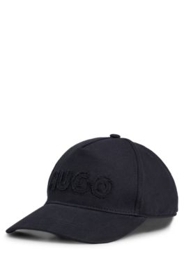 Cotton-twill cap with raw-edge logo, Black