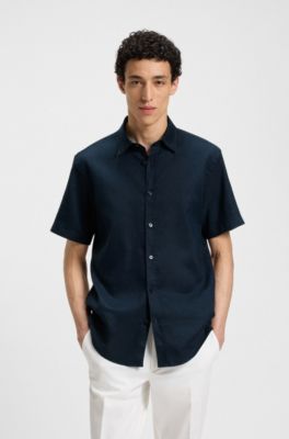 Slim-fit shirt stretch linen