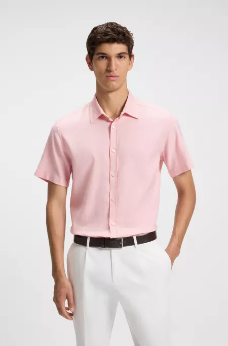 Slim-fit shirt in stretch linen