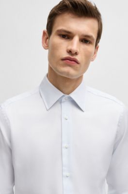 Regular-fit shirt in Italian-made non-iron cotton, Light Blue