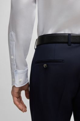 Regular-fit shirt in Italian-made non-iron cotton, Light Blue