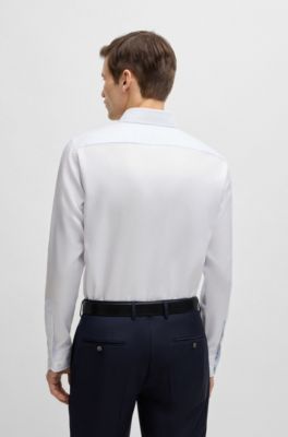 Regular-fit shirt in Italian-made non-iron cotton, Light Blue