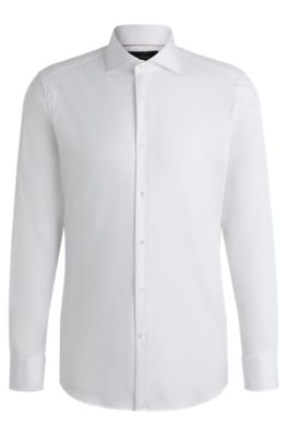 Chemise Slim en tissu stretch performant confectionn&eacute; en Italie, Blanc