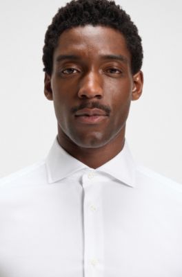 Chemise Slim en tissu stretch performant confectionn&eacute; en Italie, Blanc