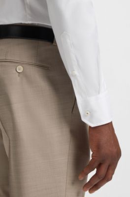 Chemise Slim en tissu stretch performant confectionn&eacute; en Italie, Blanc