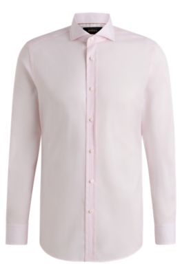 Chemise Slim en coton italien, Rose fonc&eacute;