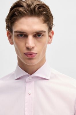 Chemise Slim en coton italien, Rose fonc&eacute;