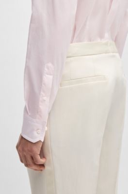 Chemise Slim en coton italien, Rose fonc&eacute;