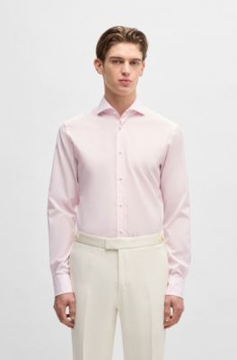 Chemise Slim en coton italien, Rose fonc&eacute;