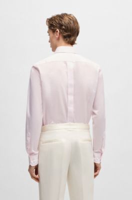 Chemise Slim en coton italien, Rose fonc&eacute;