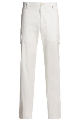 Tapered-fit trousers in cotton, silk and stretch